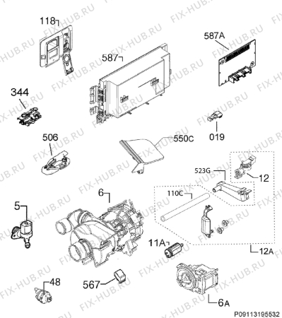 Взрыв-схема посудомоечной машины Frigidaire Gallery FGID2474QF3B - Схема узла Electrical equipment 268